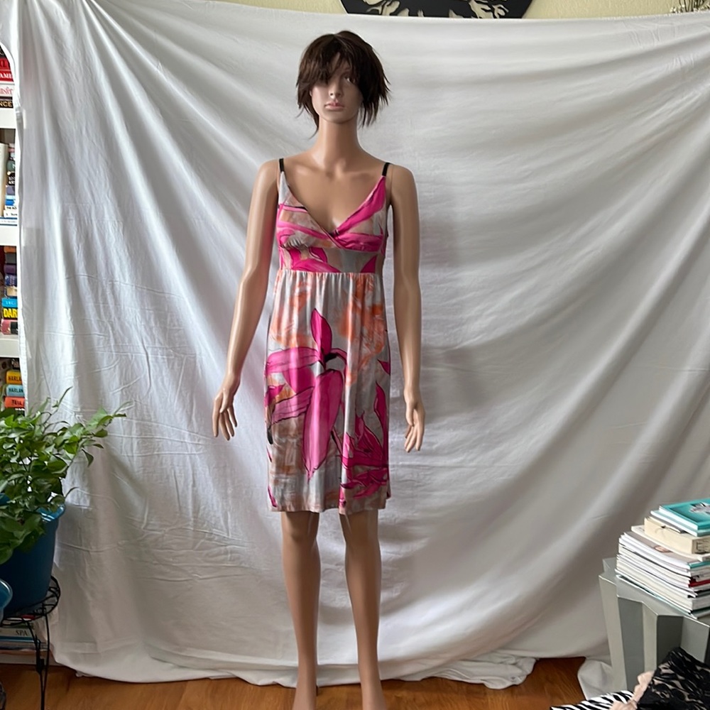Pookie & Sebastian vintage floral dress with built-in bra, back tie. Size S.